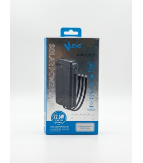 پاوربانک خورشیدی VLOVE مدل V25 ظرفیت 20000mAh با توان 22.5W