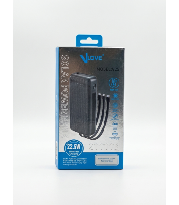 پاوربانک خورشیدی VLOVE مدل V25 ظرفیت 20000mAh با توان 22.5W